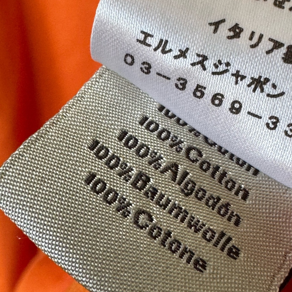 Hermès Iconic Orange Cotton Tshirt Size Large with Pattern Sleeve Edges - Picture 6 of 7